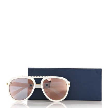 Louis Vuitton Acetate Aviator Serpico Studded Sunglasses Z2358W White 9 of 9