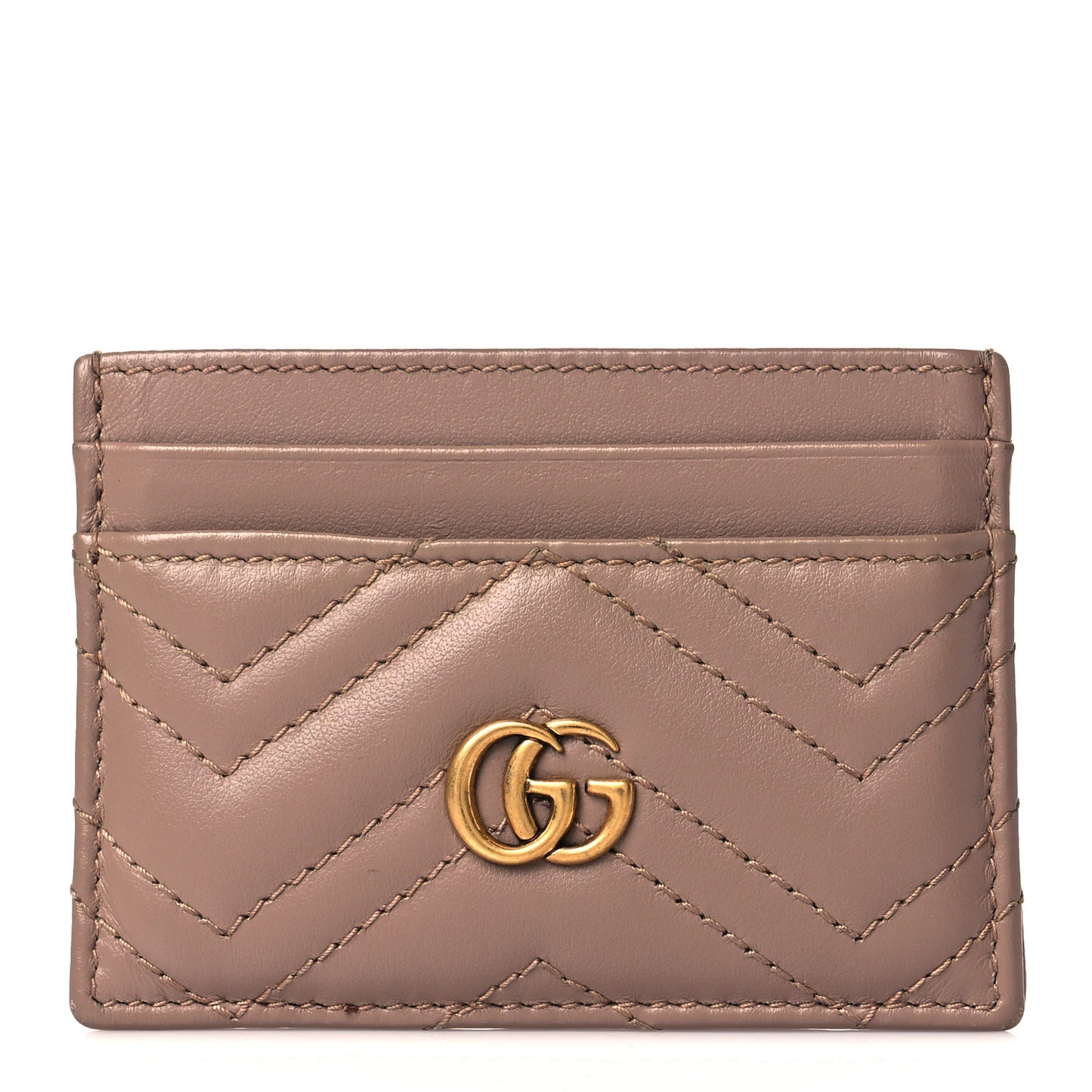 Calfskin Matelasse GG Marmont Card Holder Porcelain Rose