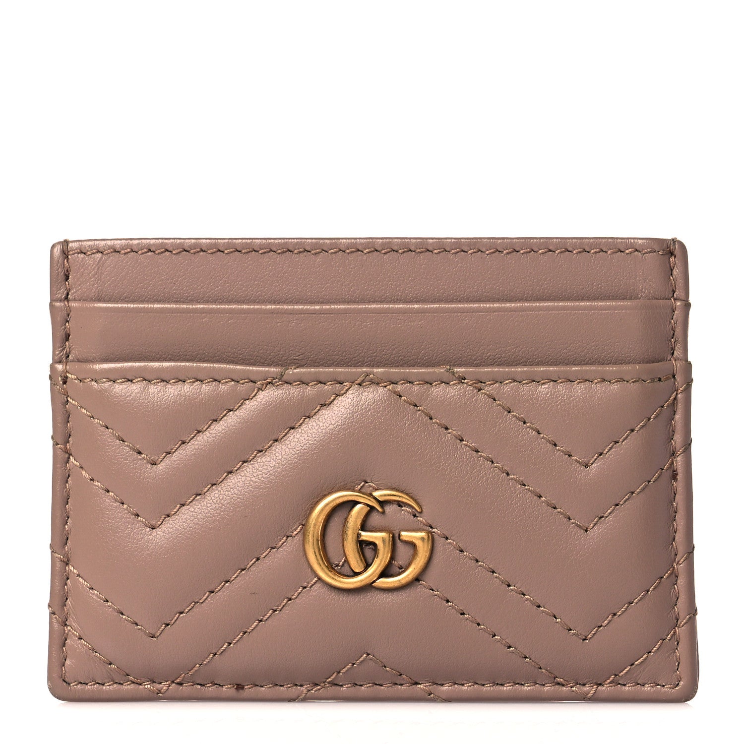 Gucci Calfskin Matelasse GG Marmont Card Holder Porcelain Rose 1 of 10