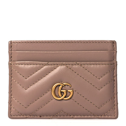 Gucci Calfskin Matelasse GG Marmont Card Holder Porcelain Rose 1 of 10