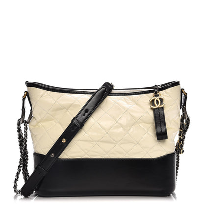 Chanel Calfskin Quilted Medium Gabrielle Hobo Black White 1 of 7