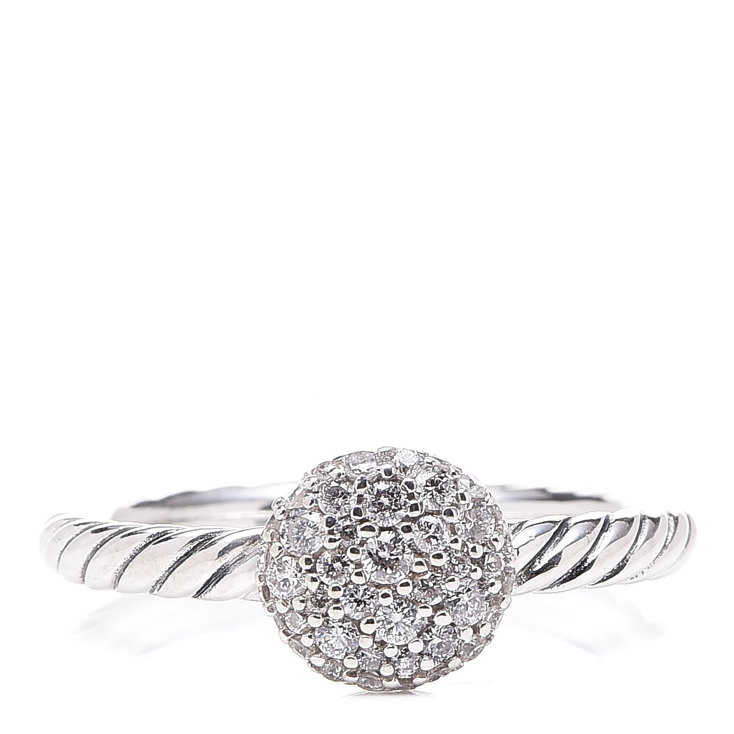 David Yurman Sterling Silver Diamond Petite Pavé Ring 50 5.5 1 of 6