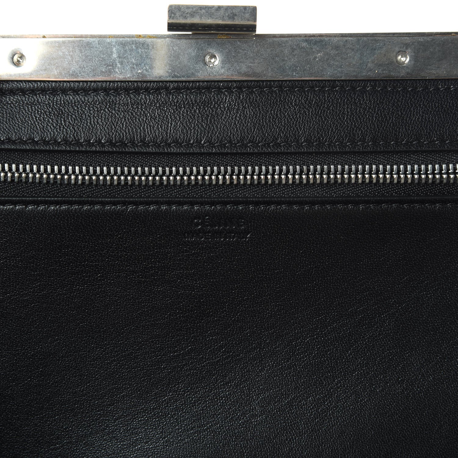 Celine Calfskin Clasp Horizontal Cabas Black 8 of 9