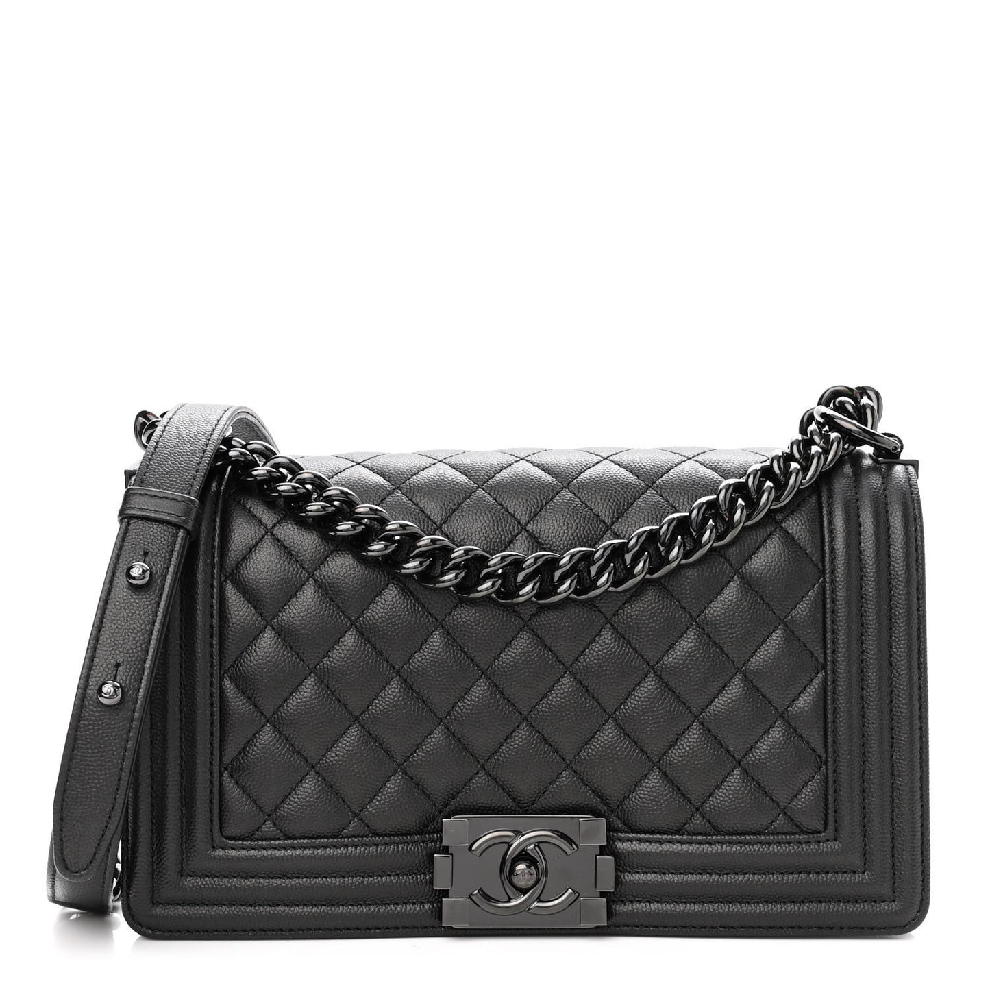 Caviar Quilted Medium Boy Flap So Black