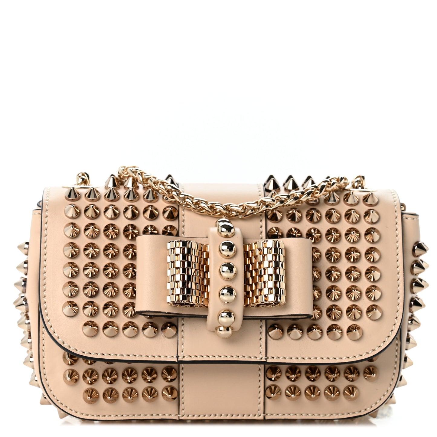 Calfskin Spiked Sweety Charity Crossbody Bag Colombe