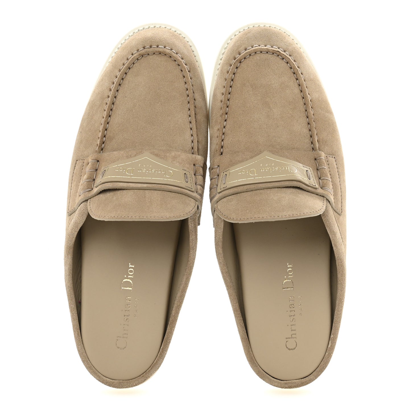 Suede Goatskin Boy Loafer Mule 38 Rope Beige