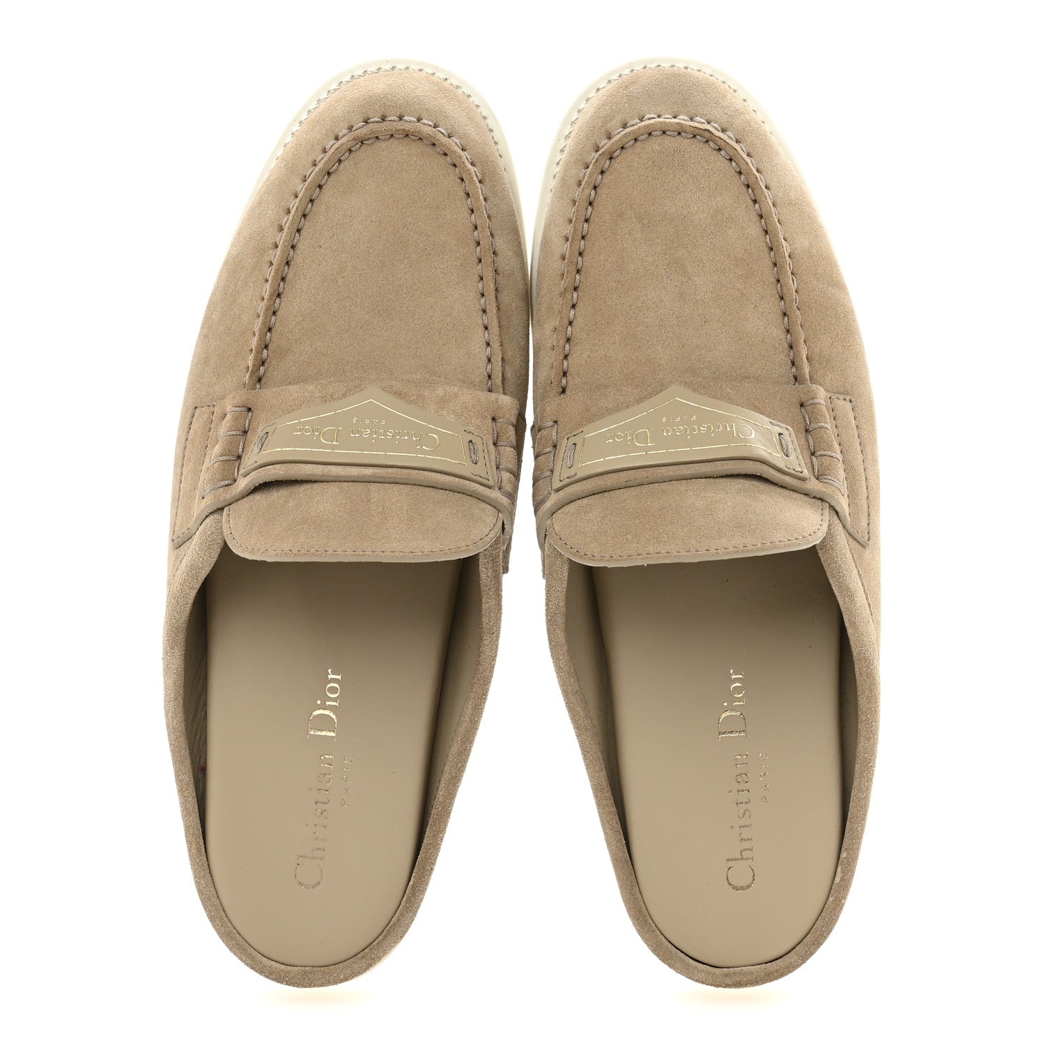 Christian Dior Suede Goatskin Boy Loafer Mule 38 Rope Beige 2 of 9