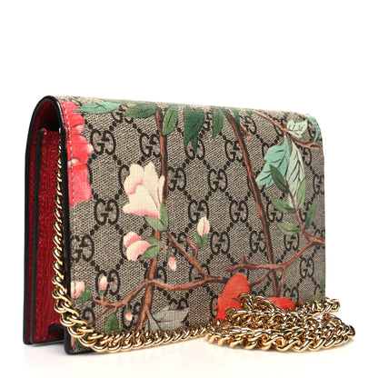 Gucci GG Supreme Monogram Tian Chain Wallet Beige Multicolor Red 3 of 9