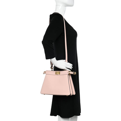 Fendi X VERSACE Vitello Seta Nappa Fendace FF Baroque Small Peekaboo I SEE U Satchel Rosa Confetto White Gold 2 of 10