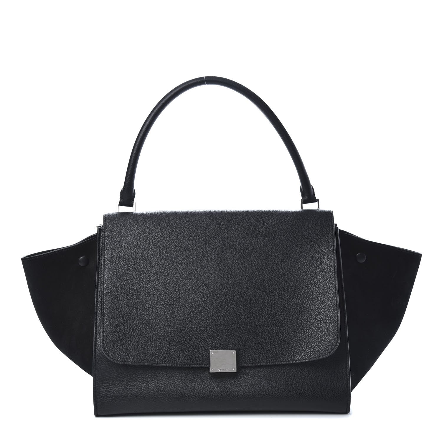Celine Drummed Calfskin Suede Large Trapeze Black 1 of 14