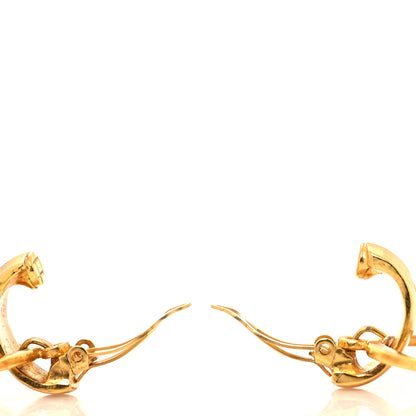 Chanel Metal Round CC Drop Clip On Earrings Gold 3 of 4