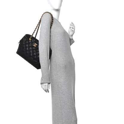Chanel Shiny Caviar Quilted Large Bowling Bag Black Black 2 of 11