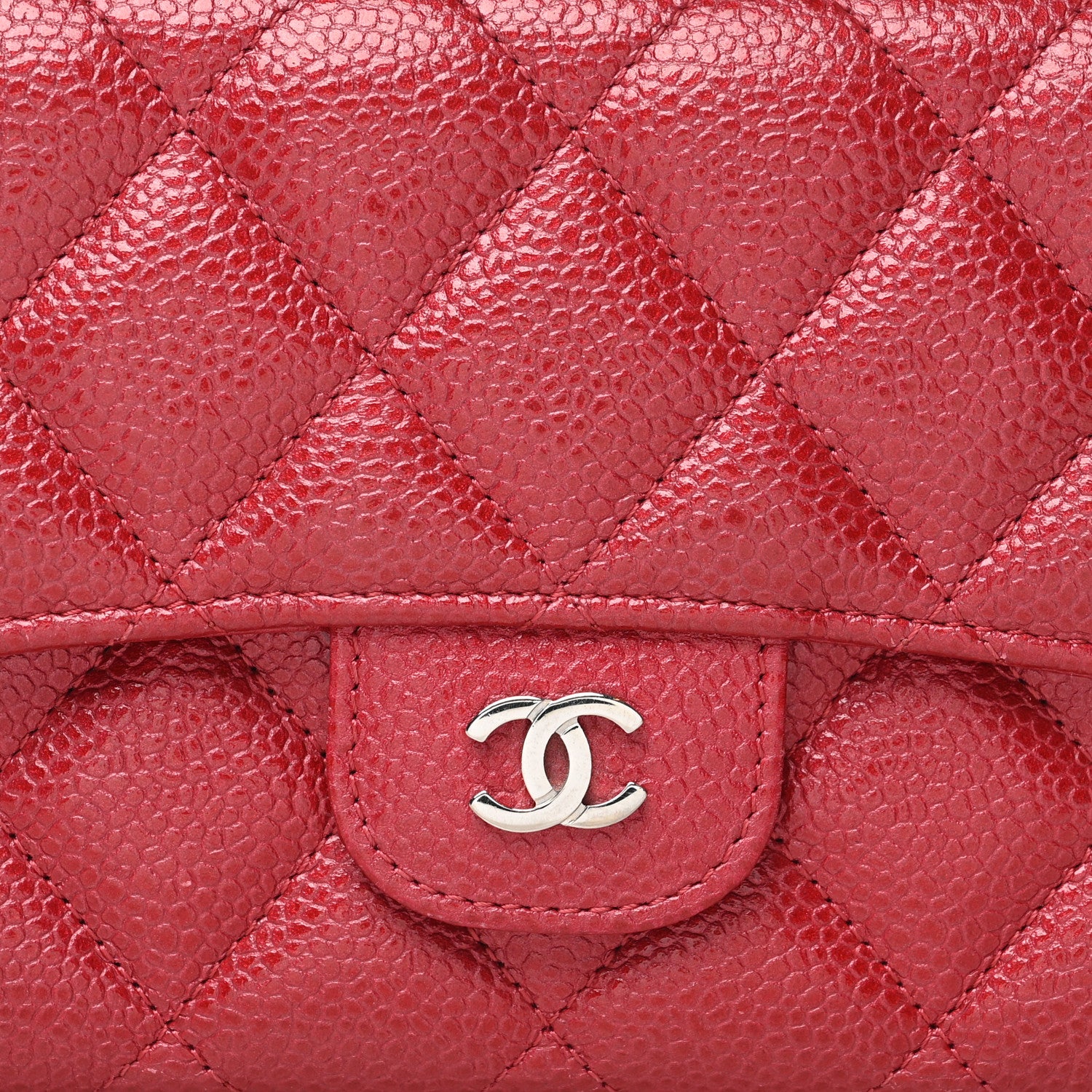 Chanel Metallic Caviar Quilted Large Flap Wallet Dark Pink 8 of 12