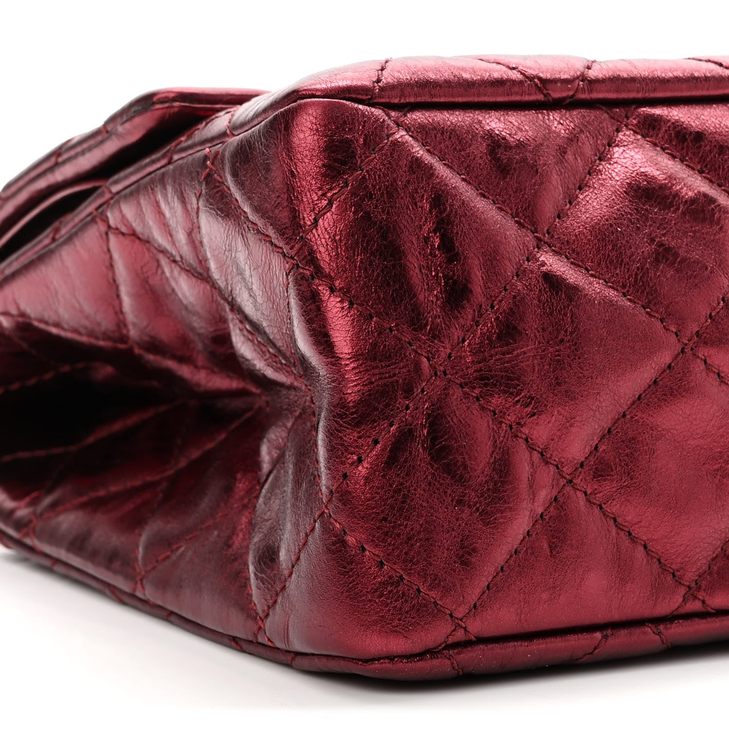 Chanel Metallic Aged Calfskin Quilted 2.55 Reissue 227 Flap Dark Red 9 of 11