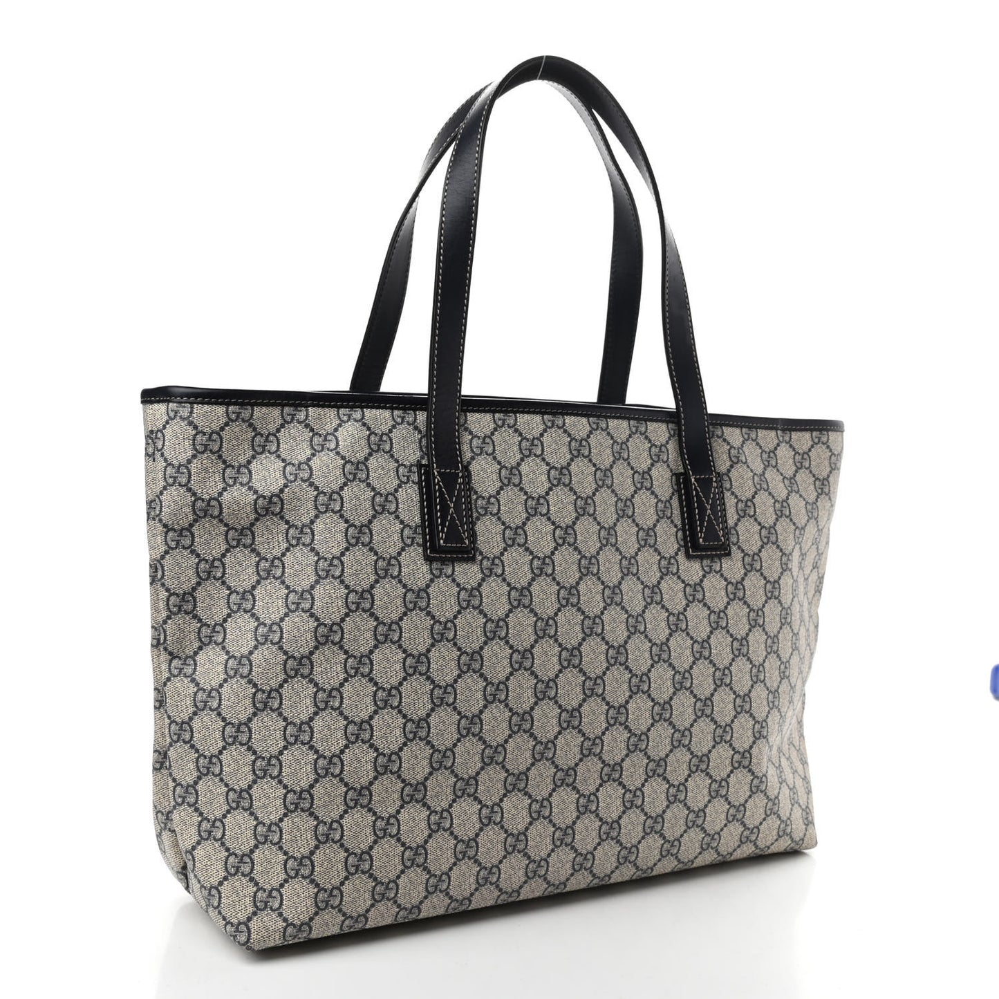 GG Supreme Monogram Medium Zippered Shopping Tote Navy