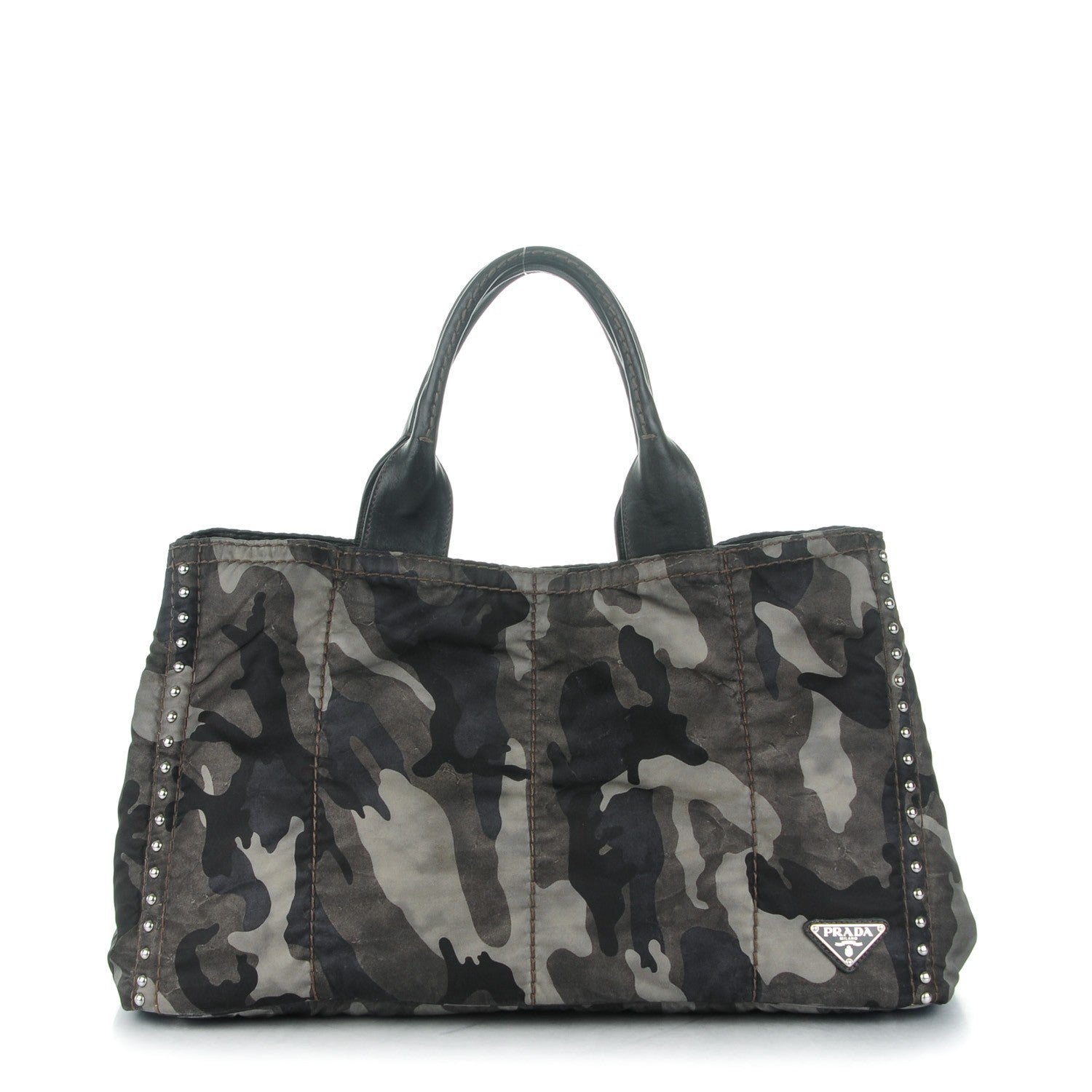 Prada Tessuto Nylon Studded Camouflage Tote Fumo 1 of 10