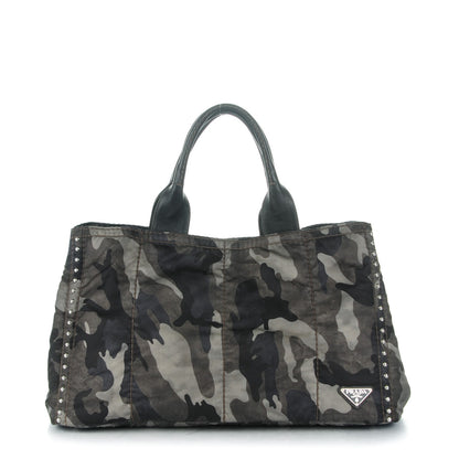 Prada Tessuto Nylon Studded Camouflage Tote Fumo 1 of 10