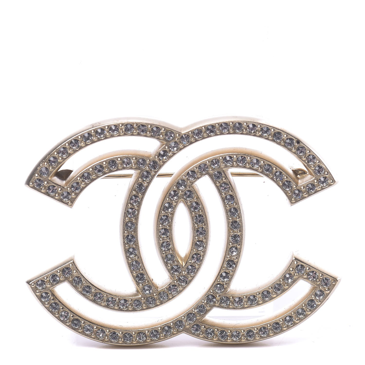 Chanel Crystal CC Brooch Light Gold 1 of 5