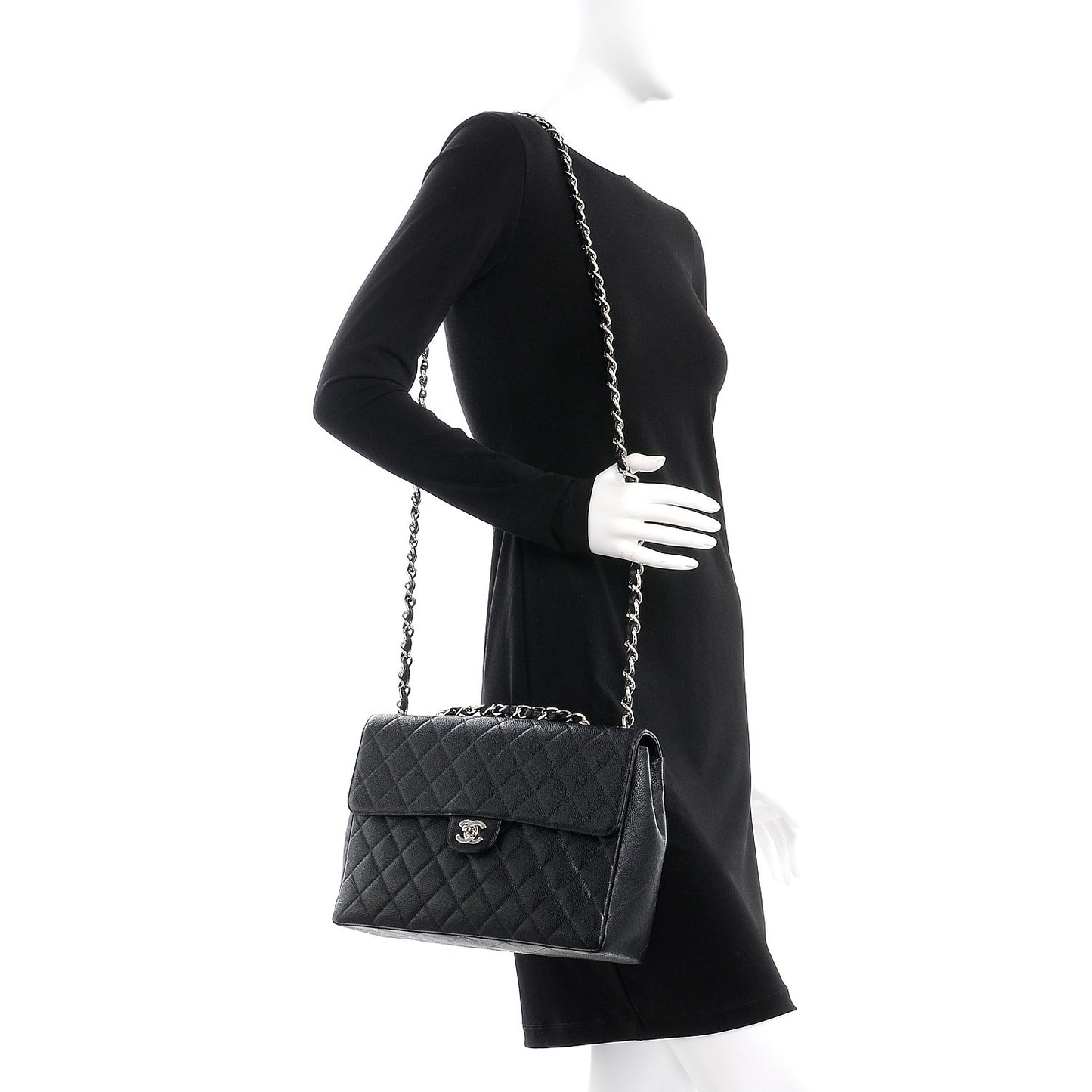 Caviar Quilted Jumbo Single Flap Black