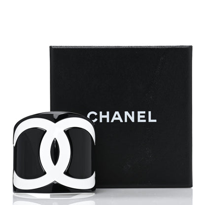 Chanel Resin CC Wide Cuff Black White 5 of 5