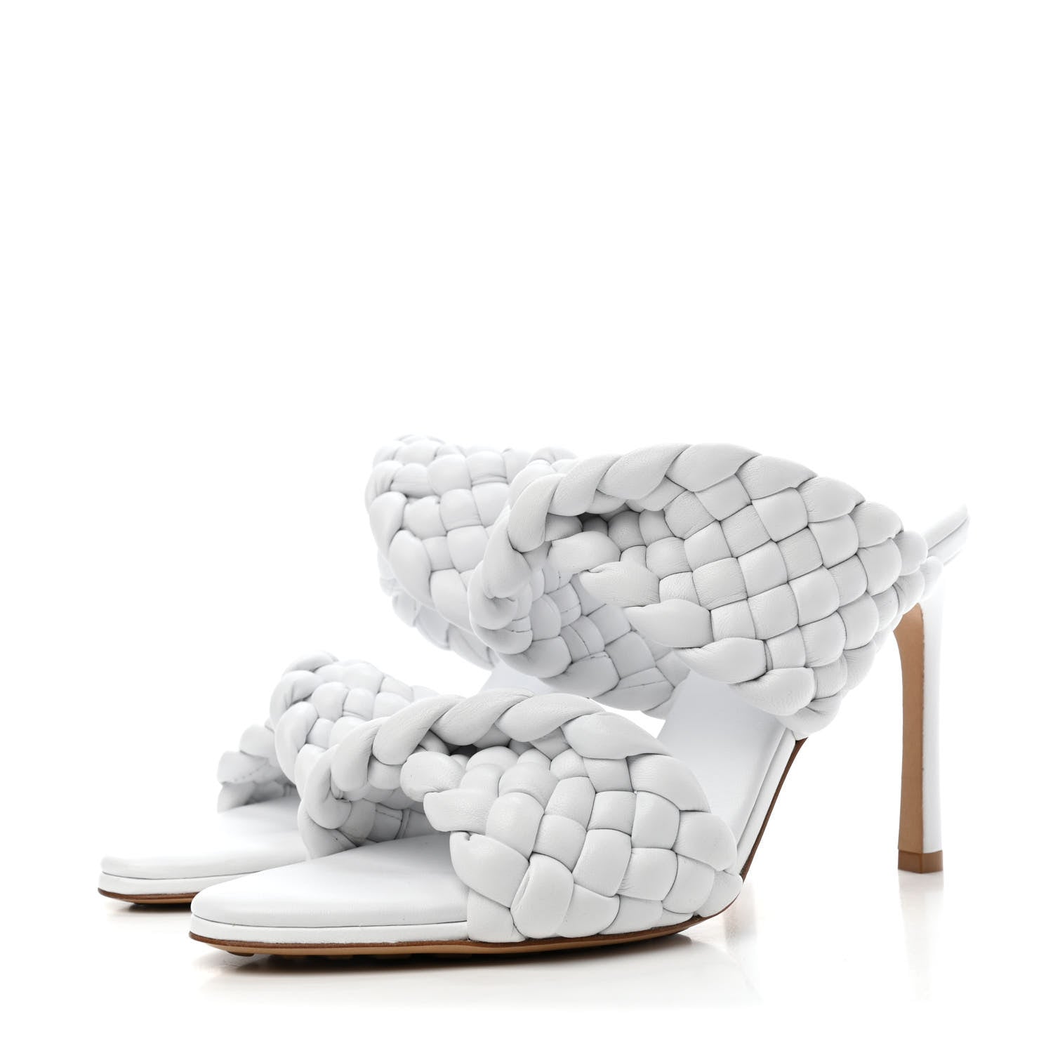 Bottega Veneta Nappa Twisted Padded Intrecciato Curve Slide Sandals 38 Optic White 3 of 4