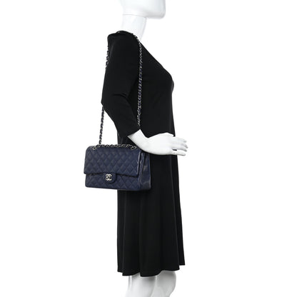 Chanel Caviar Quilted Medium Double Flap Navy 2 of 9
