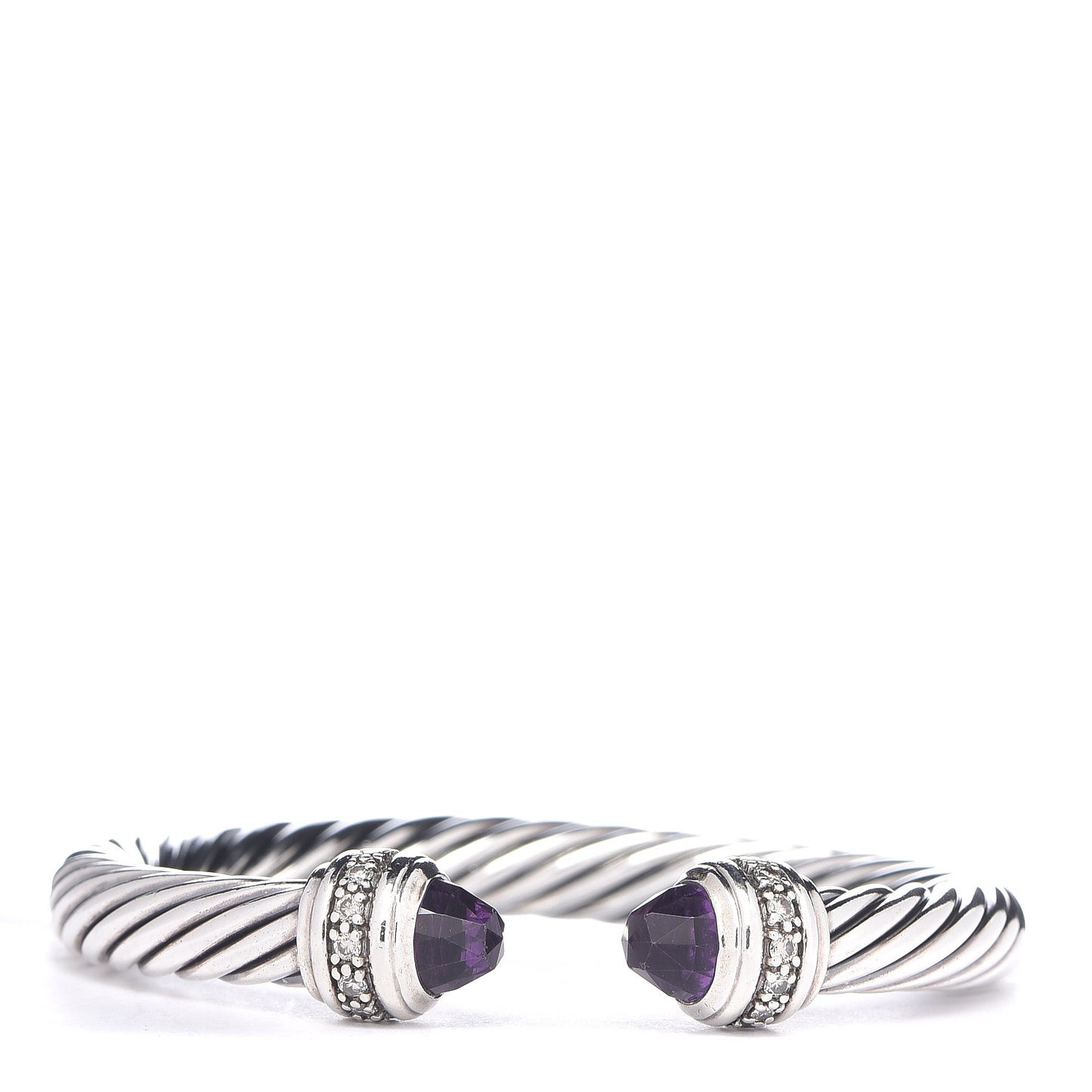 Sterling Silver Diamond Amethyst 7mm Cable Classics Bracelet