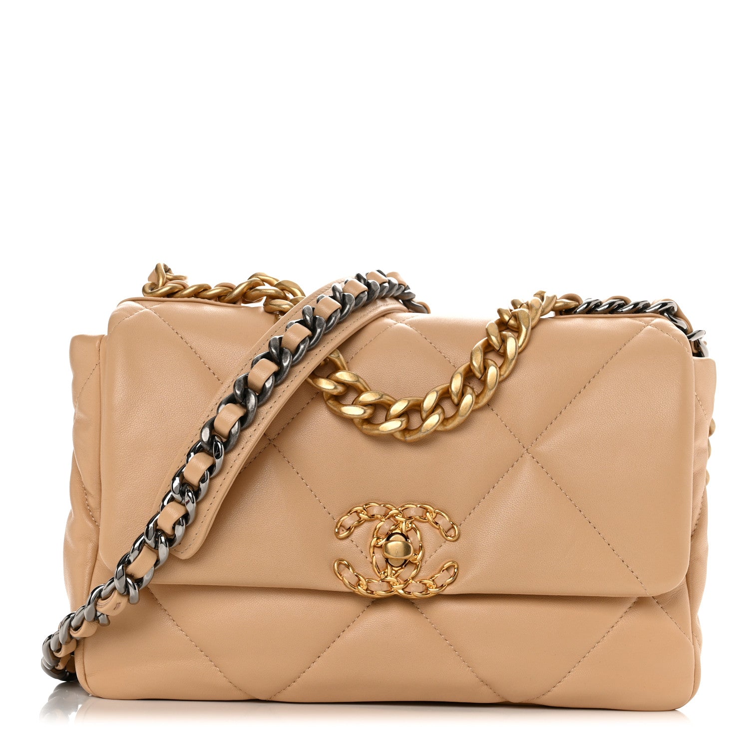 Chanel Lambskin Quilted Medium Chanel 19 Flap Beige 1 of 11