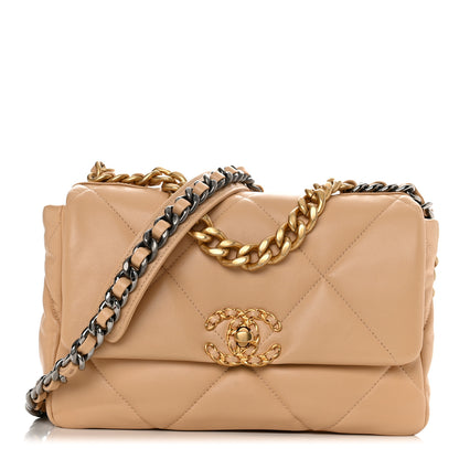 Chanel Lambskin Quilted Medium Chanel 19 Flap Beige 1 of 11