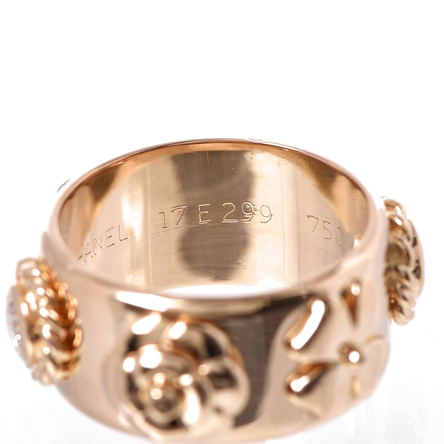 Chanel 18K Yellow Gold Diamond Camellia Band Ring 50 5.25 4 of 5