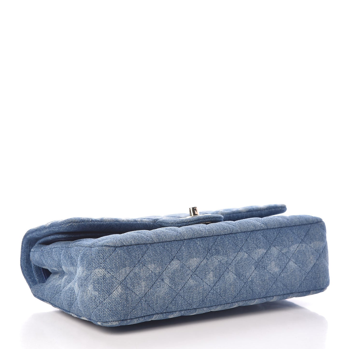 Denim Quilted Medium Double Flap Blue