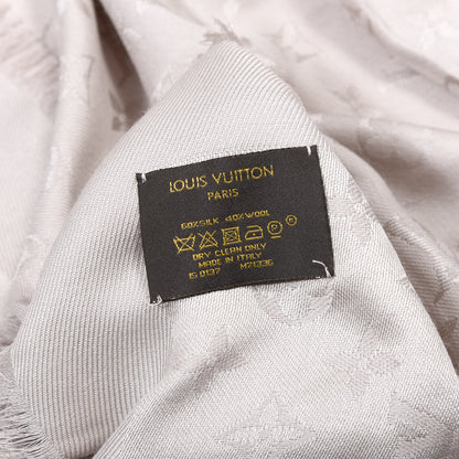 Louis Vuitton Silk Wool Monogram Shawl Greige 2 of 3
