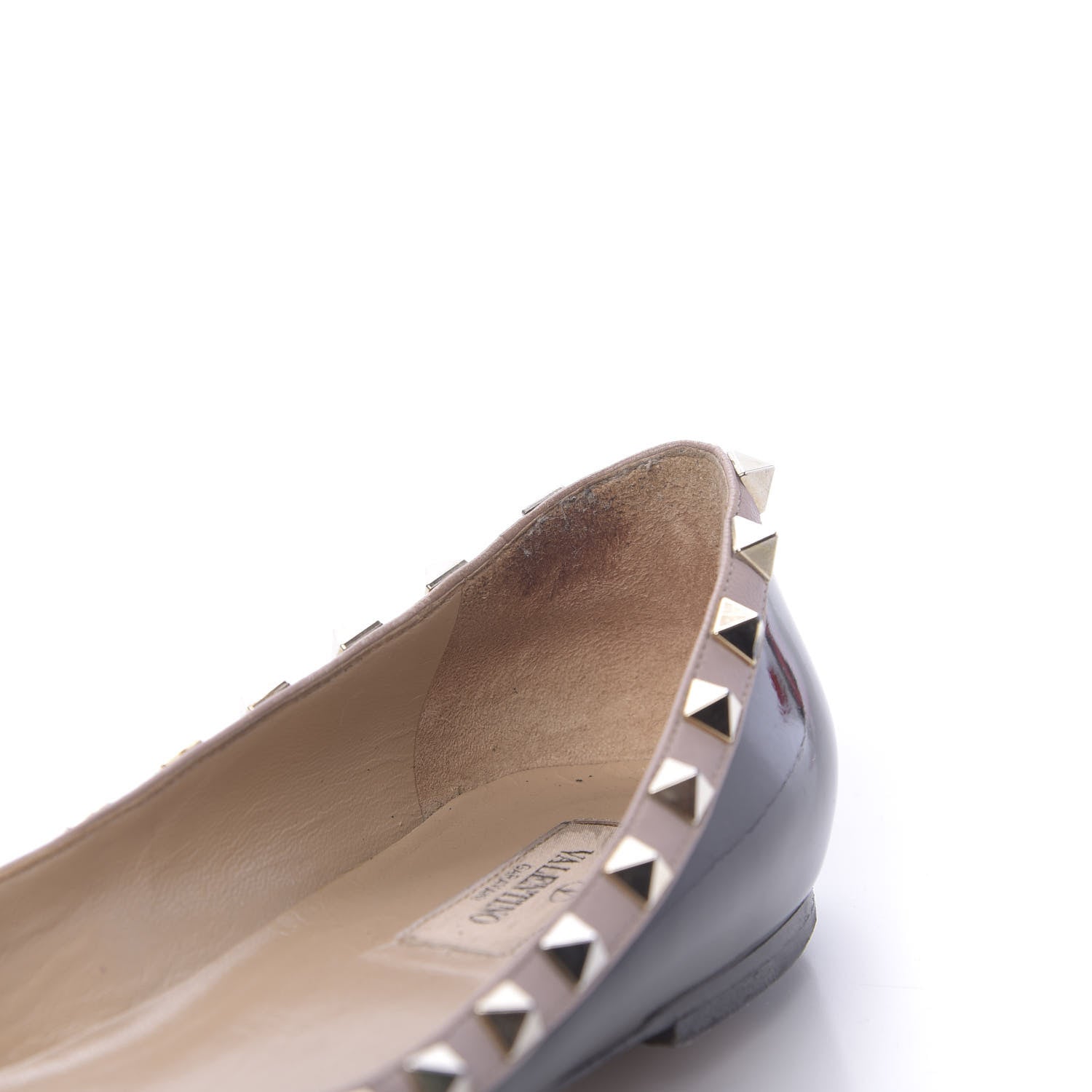 Valentino Garavani Patent Nappa Rockstud Ballerina Flats 38 Black Poudre 12 of 14