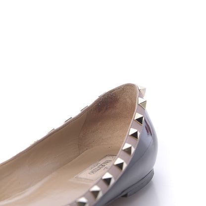 Valentino Garavani Patent Nappa Rockstud Ballerina Flats 38 Black Poudre 12 of 14