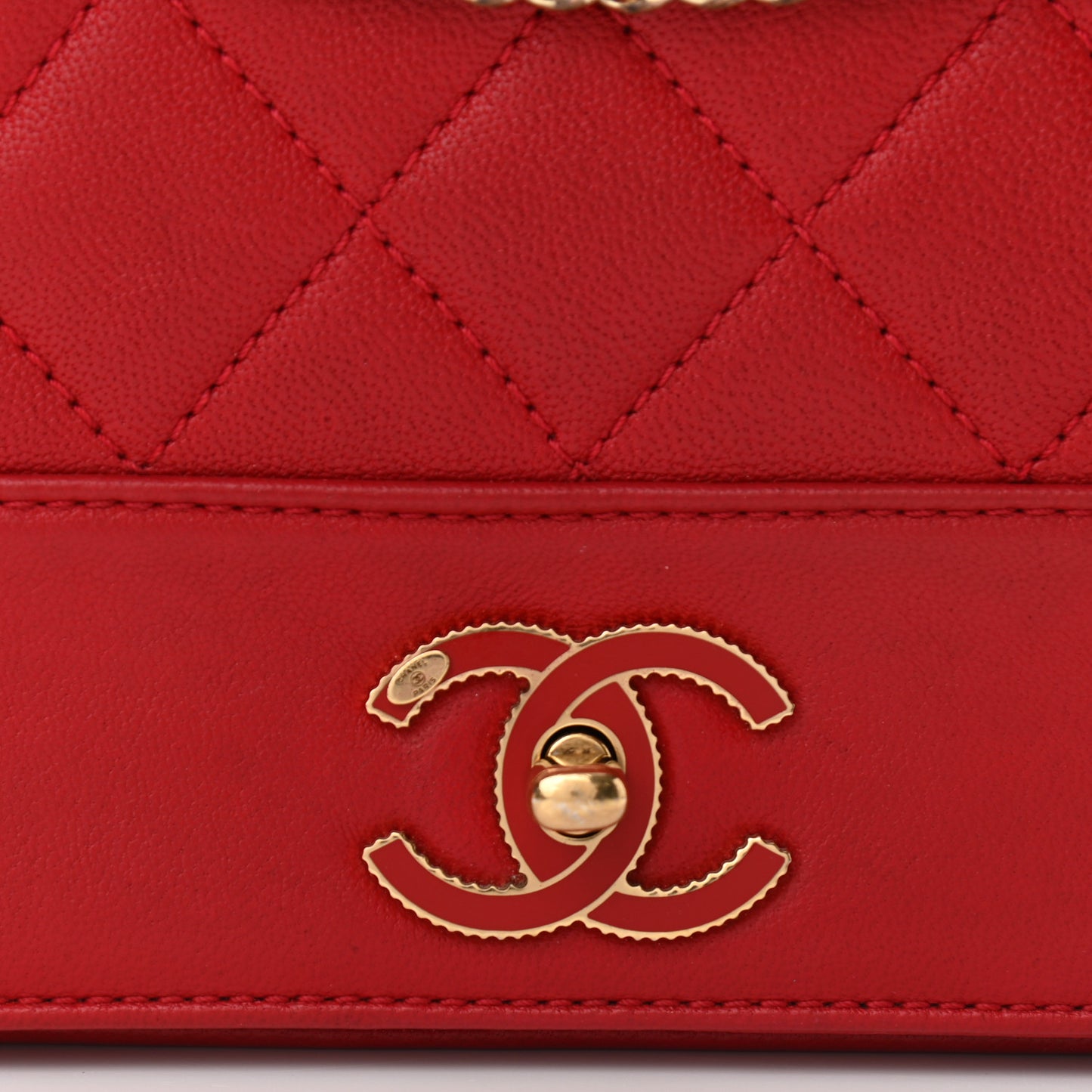 Sheepskin Quilted Medium Vintage Mademoiselle Flap Red