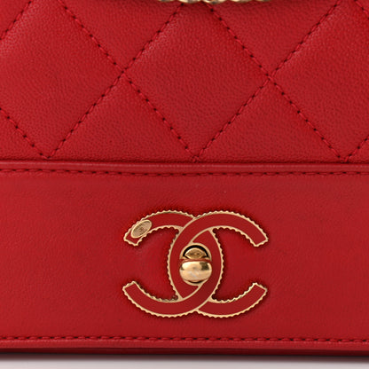 Chanel Sheepskin Quilted Medium Vintage Mademoiselle Flap Red 8 of 10