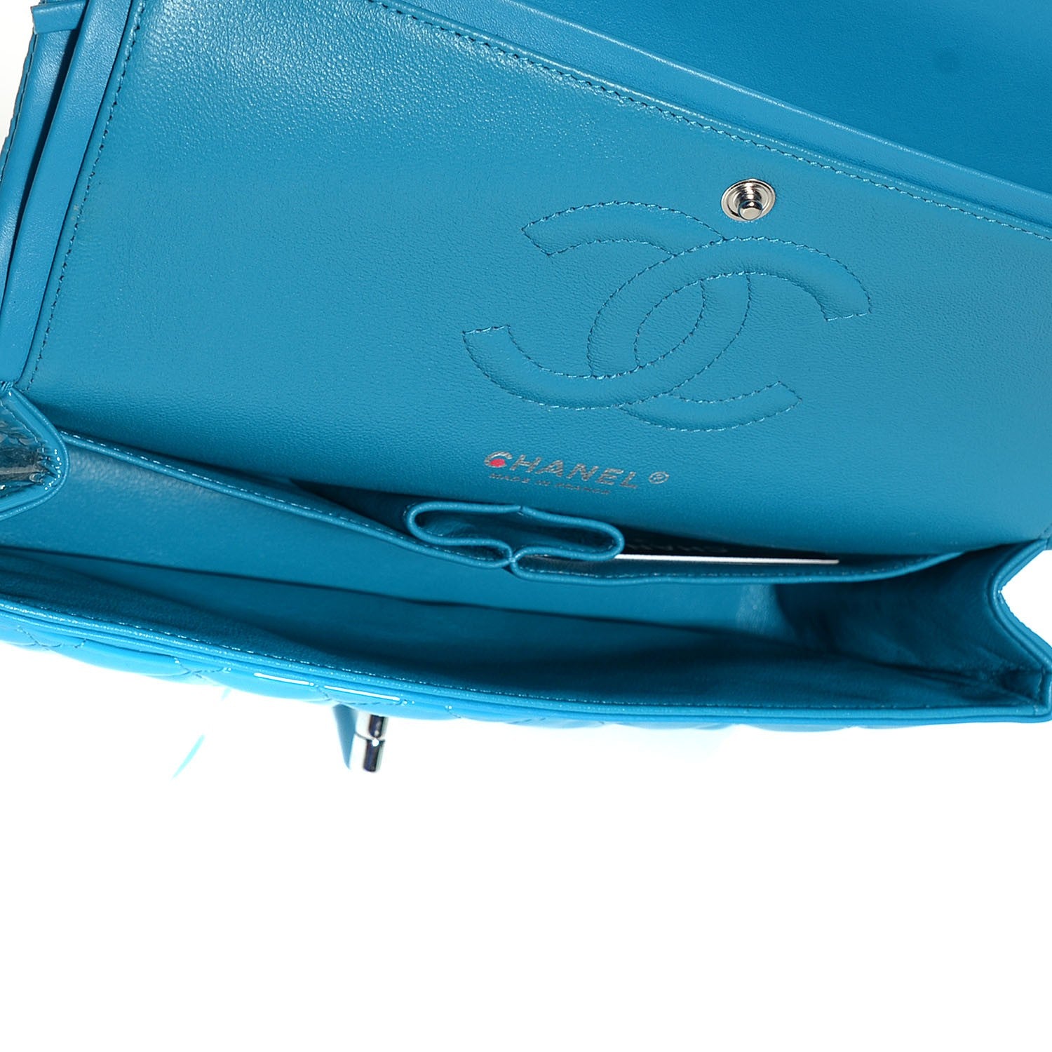 Chanel Patent Calfskin Quilted Medium Double Flap Turquoise 5 of 8