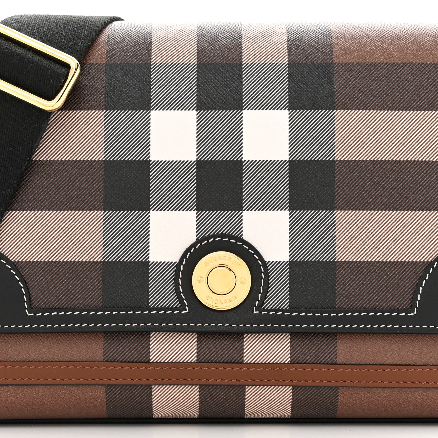 Burberry Calfskin Giant Check E-Canvas Note Crossbody Bag Dark Birch Brown 8 of 10