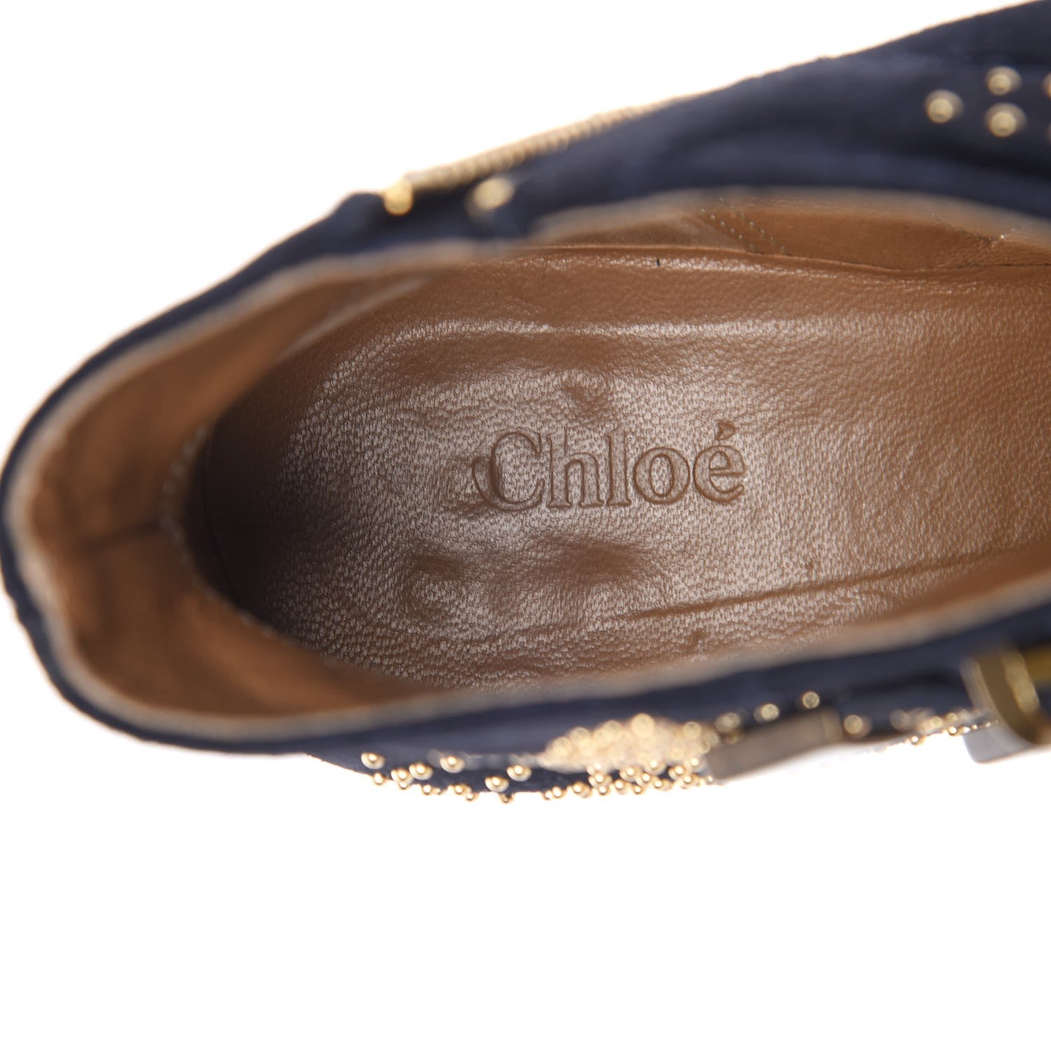 Chloe Suede Studded Suzanna Ankle Booties Boots 37.5 Celtic Night 7 of 11