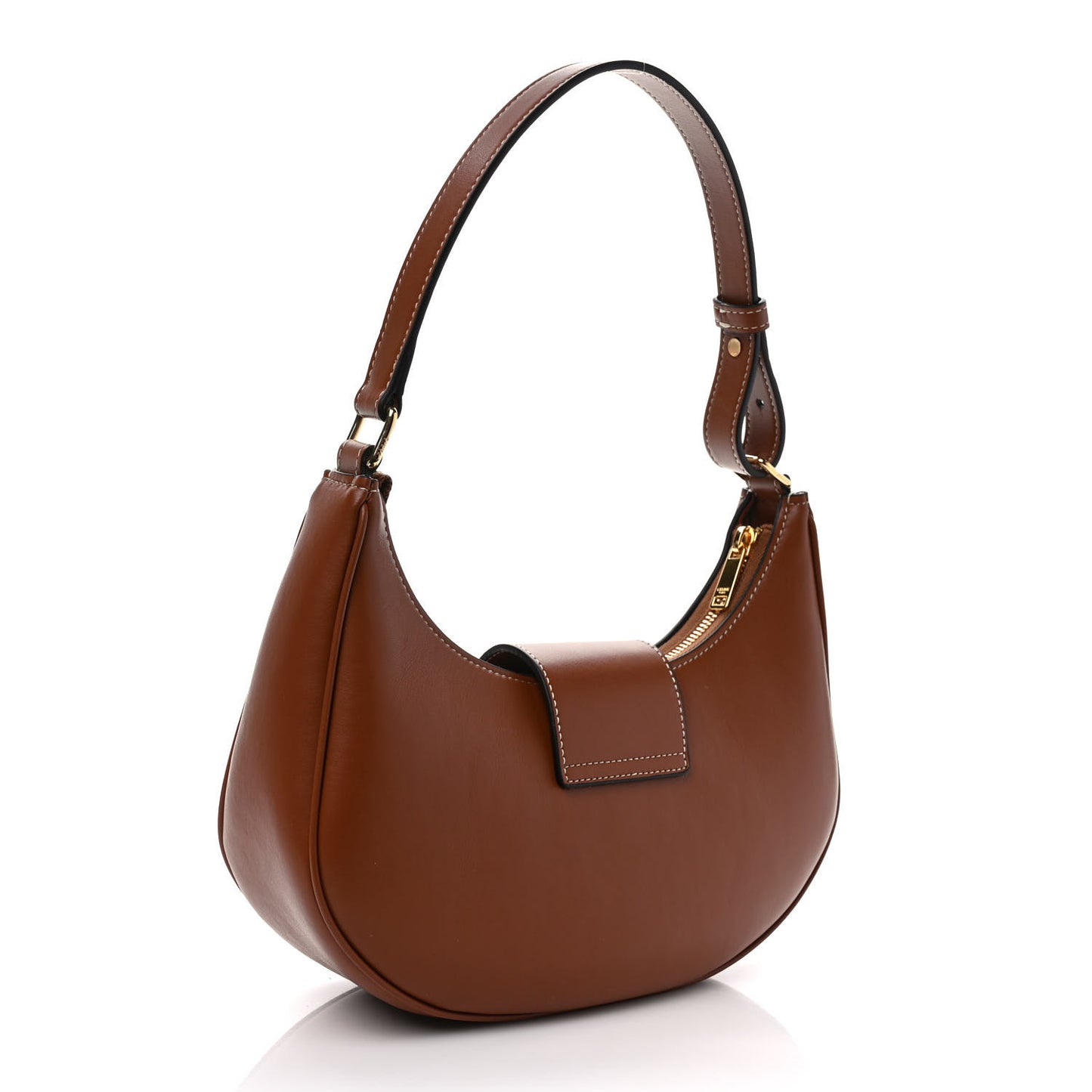 Smooth Calfskin Medium Strap Ava Triomphe Shoulder Bag Tan