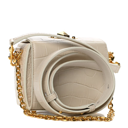 Alexander McQueen Calfskin Crocodile Embossed Box Shoulder Bag 16 Cream 3 of 19