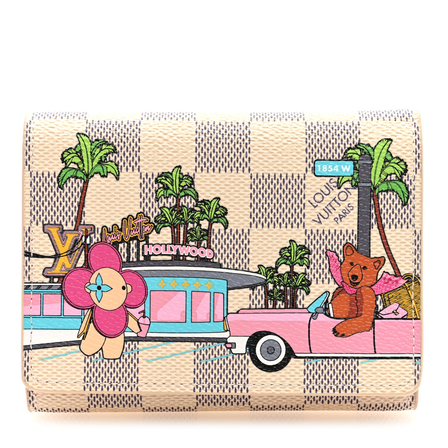 Damier Azur 2021 Christmas Animation Hollywood Victorine Wallet Fuchsia