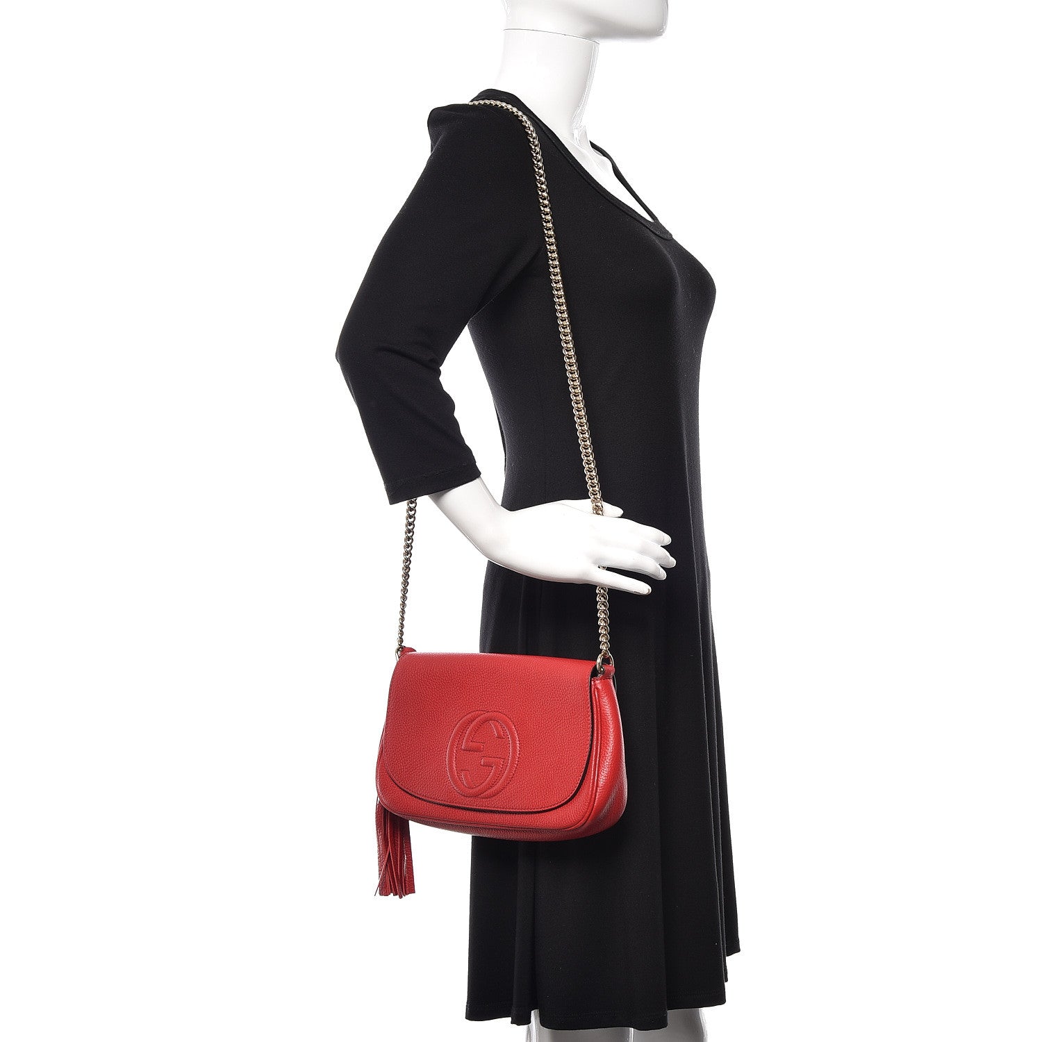 Gucci Pebbled Calfskin Medium Soho Flap Crossbody Red 2 of 13