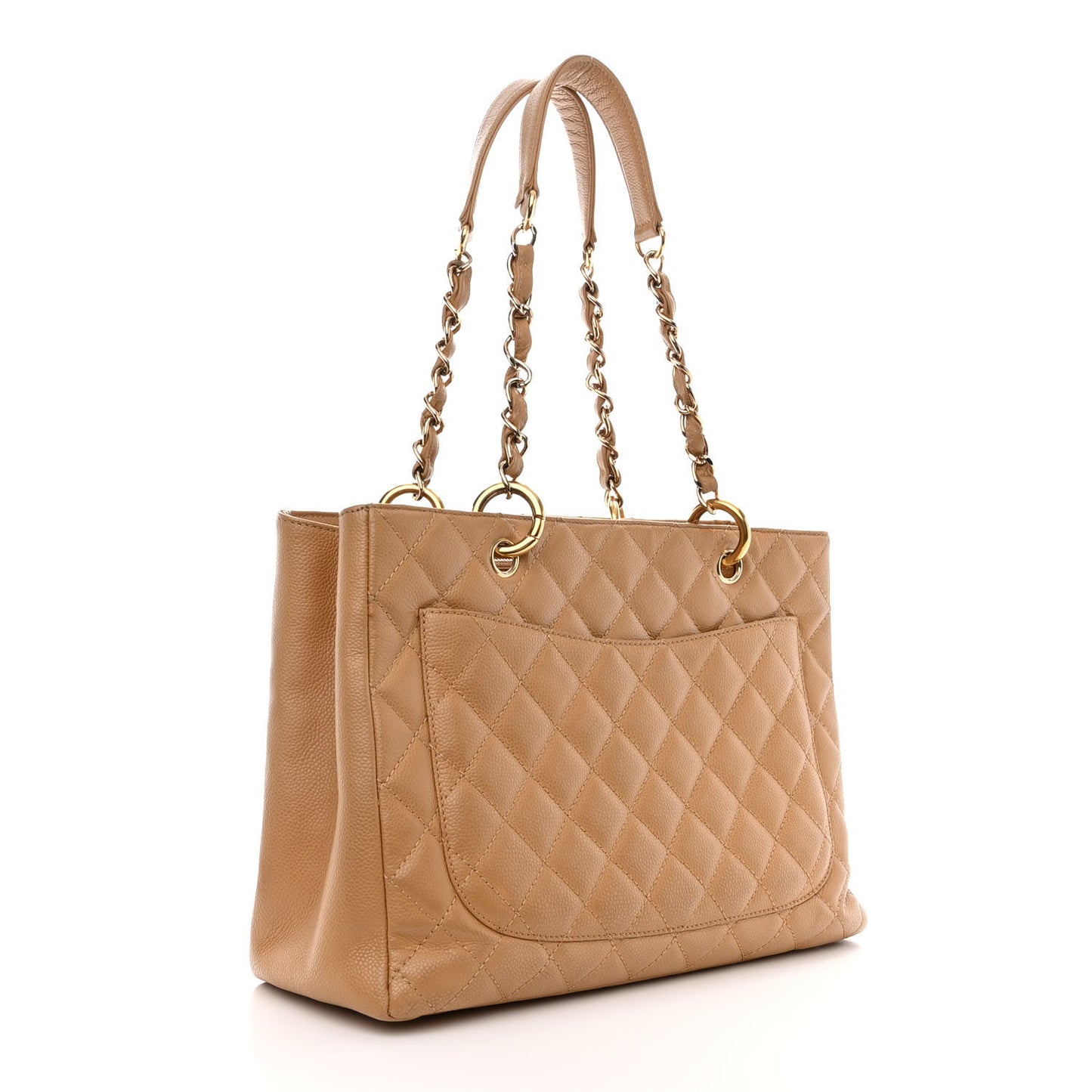 Caviar Quilted Grand Shopping Tote GST Dark Beige