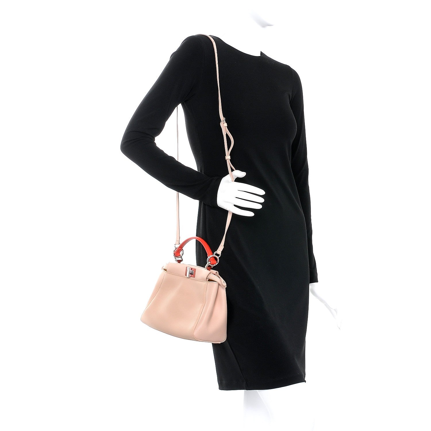 Fendi Nappa Colorblock Mini Peekaboo Iconic Satchel Plaster Sunflower Papavero 2 of 9