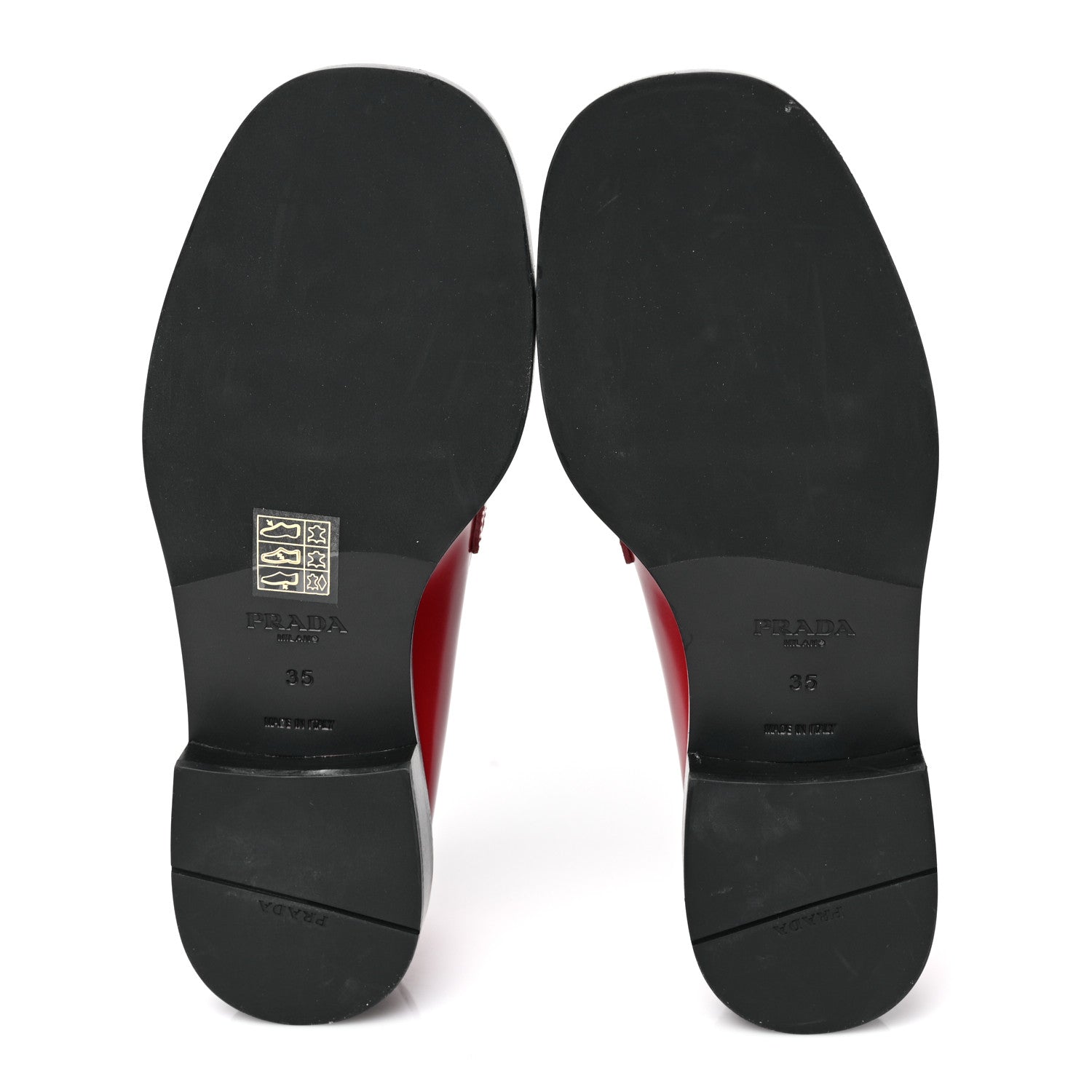 Prada Brushed Calfskin Metal Triangle Logo 20mm Loafers 35 Scarlatto 5 of 7