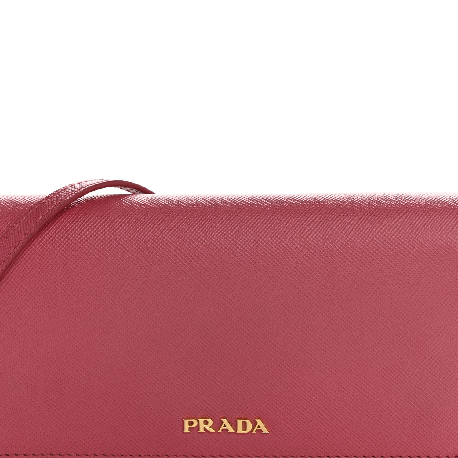 Prada Saffiano Metal Bar Flap Wallet with Strap Peonia 9 of 16