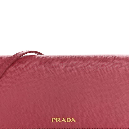 Prada Saffiano Metal Bar Flap Wallet with Strap Peonia 9 of 16