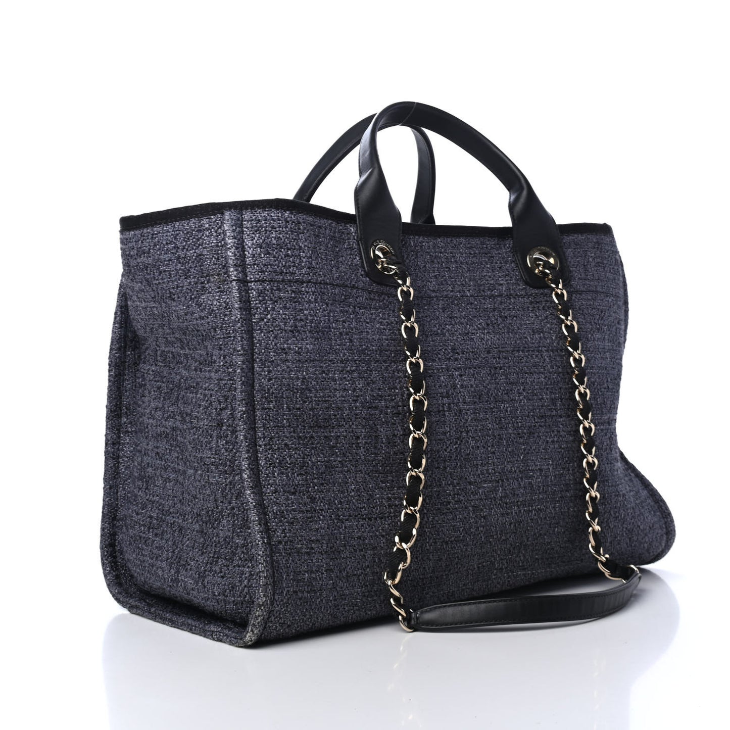 Lurex Boucle Medium Deauville Tote Black