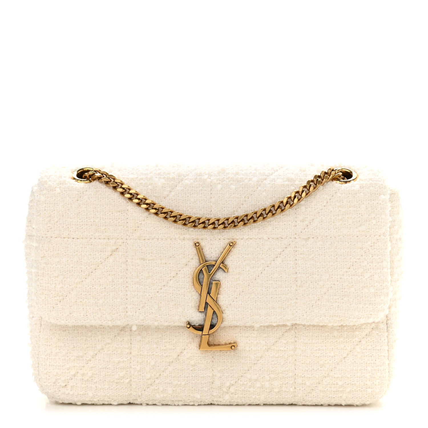 Saint Laurent Boucle Tweed Patchwork Monogram Medium Jamie Baguette Craie 1 of 11